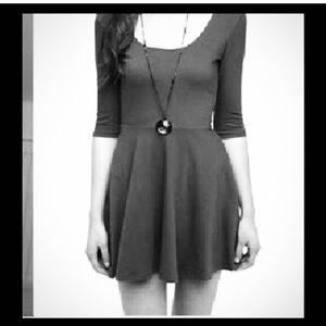 Xs Black scoopneck skater skirt mini dress. H&M Xs